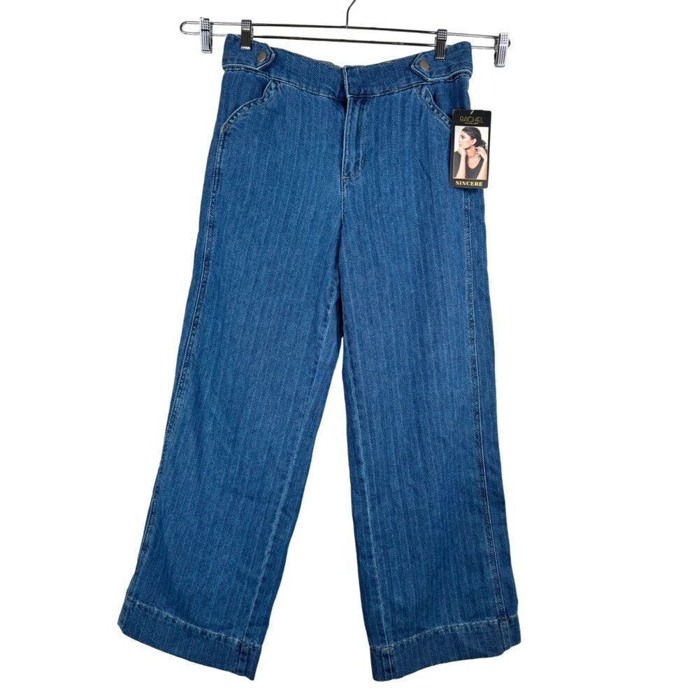 Rachel Roy Sincere Wide Leg Trousers sz L blue Nelly‎ crop
